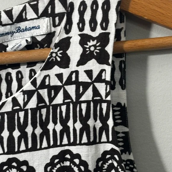 Tommy Bahama Linen Dress Womens Size Small Brown White Aztec Sheath - Picture 4 of 7
